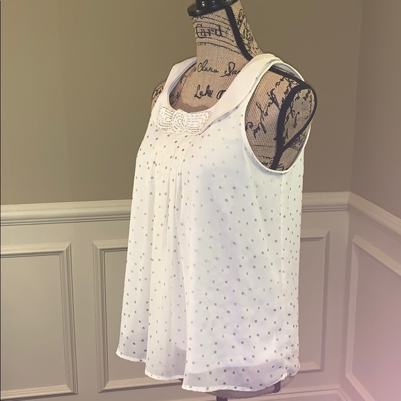 Lauren Conrad Embellished Layered Top with Pleats - Picture 4 of 8